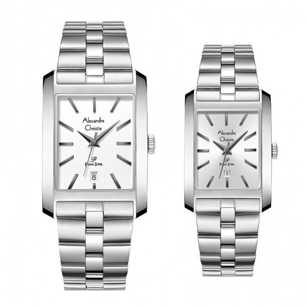 Alexandre Christie AC 1037 Silver White Steel Couple